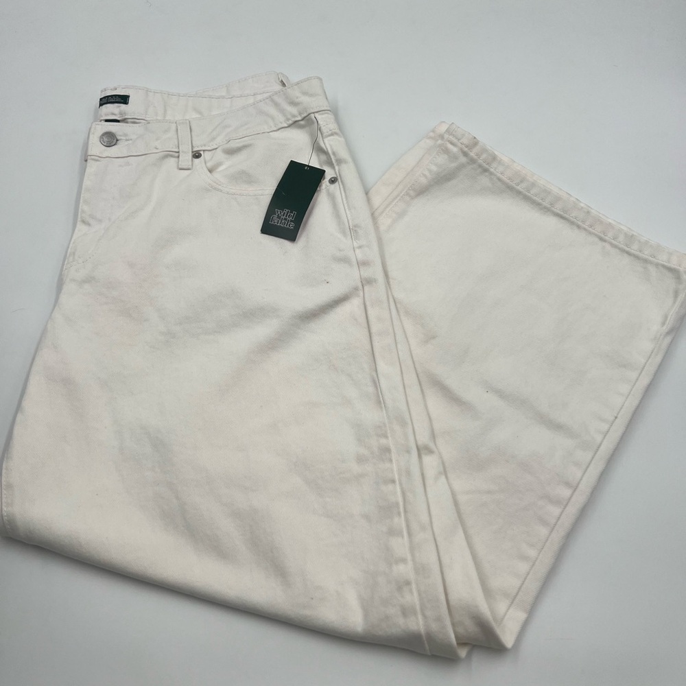 Wild Fable White Low Rise Baggy Jeans Womens 17/31 Rigid Cotton Wide Leg NEW